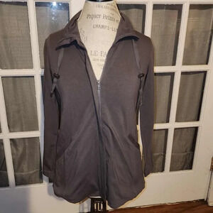 Eileen Fisher Petite Womens Gray‎ Zippered Jacket PP